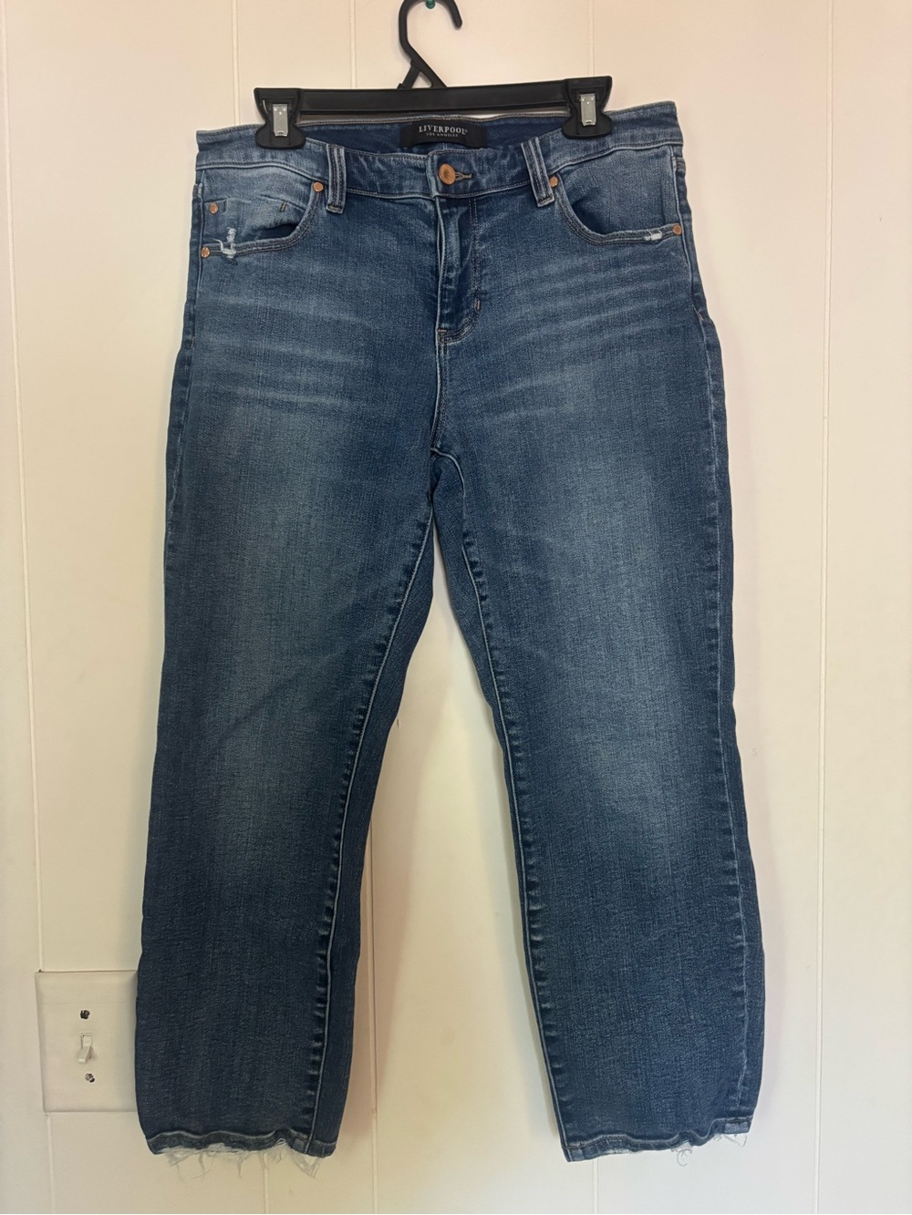 Liverpool Los Angeles Mid Rise Ankle Crop Straight Jeans Size 8 / 29 Raw Hem